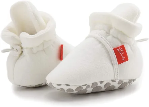 Miniatura 65 de Botines de forro polar para bebés, niños y niñas, pantuflas antideslizantes con agarre suave, zapatos de calcetín para recién nacidos, cuna