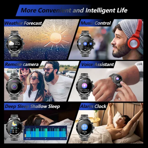 Miniatura 4 de Reloj inteligente para hombre, 1.53 pulgadas, de lujo, deportes y fitness, IP67 resistente al agua, 440 mAh de espera extendido, modo multideporte