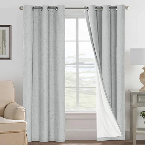 Miniatura 159 de H.VERSAILTEX Cortinas opacas de lino de 72 pulgadas de largo, 100% absolutamente opacas, con aislamiento térmico, con textura de lino, cortinas