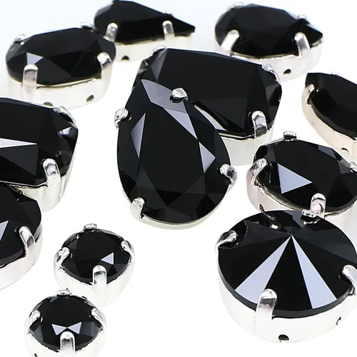Miniatura 19 de DONGZHOU Diamantes de imitación para coser con ajuste de garra, Piedra Fantasía con agujero hueco, gemas plateadas con parte trasera plana