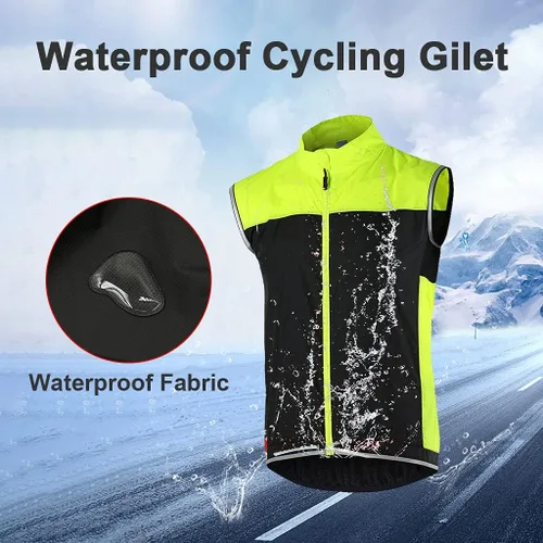 Miniatura 2 de Pacdeaet Windstopper Chaleco de ciclismo para hombre resistente al viento reflectante impermeable chaleco de viento transpirable