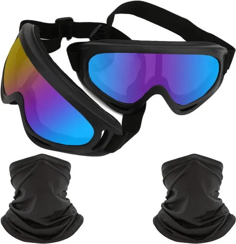 Miniatura 17 de LJDJ Gafas de esquí para motocicleta, gafas de snowboard, juego de 2 – Dirt Bike ATV Motocross anti-UV ajustables para montar fuera de carretera
