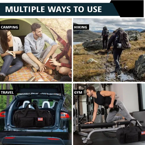 Miniatura 2 de Bolsa táctica de gimnasio para hombres, 50L grande 3 en 1 bolsa deportiva con compartimento para zapatos para viajes, mochila de viaje resistente al