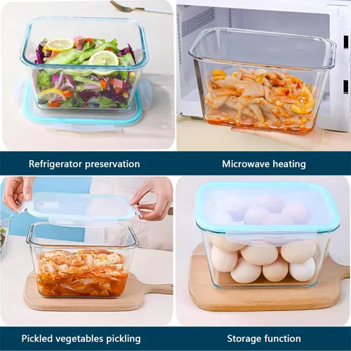 Miniatura 7 de Paquete de 2 recipientes de almacenamiento de vidrio grandes de 87.9 fl oz/88 onzas con tapas, juego de recipientes de alimentos para preparación