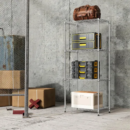 Miniatura 8 de IZEUK Estantes de almacenamiento de metal cromado de 4 niveles, organizador de estantería de alambre ajustable para cocina, baño, hogar, 1000 Cromo