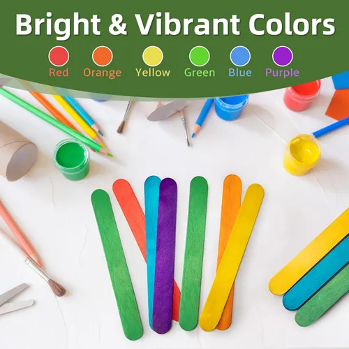 Miniatura 5 de WISYOK Palitos de manualidades jumbo de 8 pulgadas de colores, 60 piezas de madera natural extra grandes, palitos de paleta de madera arcoíris