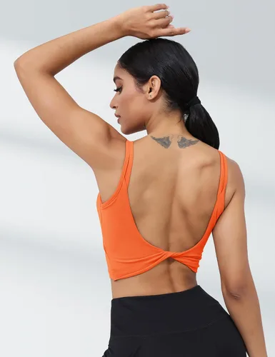 Miniatura 3 de LUYAA Sujetadores deportivos de entrenamiento para mujer, sin espalda, acolchados, para yoga, ombliguera, espalda baja, brasier para gimnasio