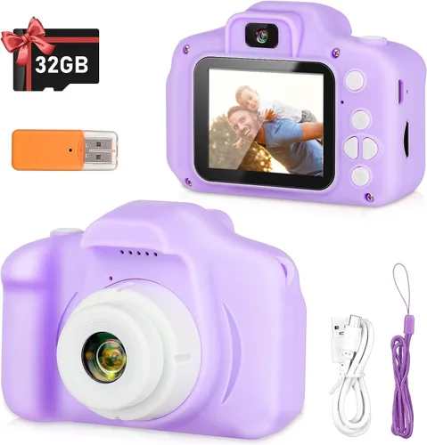 Miniatura 7 de Cámara infantil para niñas y niños de 3 a 12 años de edad, cámara selfie para niños, juguetes para bebés, conejito, cámara de video digital HD 1080P