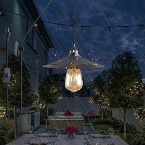 Miniatura 5 de Lámpara colgante con cable enchufable, lámparas de exterior para patio, luz colgante impermeable con enchufe, lámparas al aire libre para patio, luz