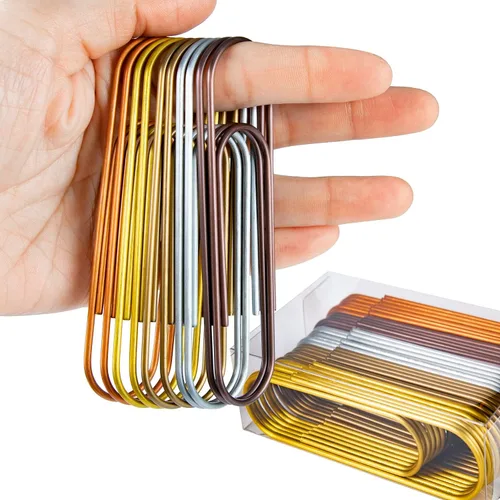 Clips de papel de 4 pulgadas, 30 piezas de clips de papel jumbo de 100 mm, clips de papel multicolores gigantes de metal con revestimiento de vinilo