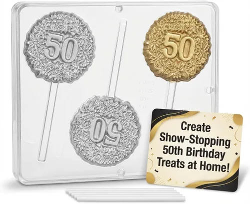 Miniatura 4 de 50th Anniversary Birthday Lollipop Chocolate Candy Mold 3385