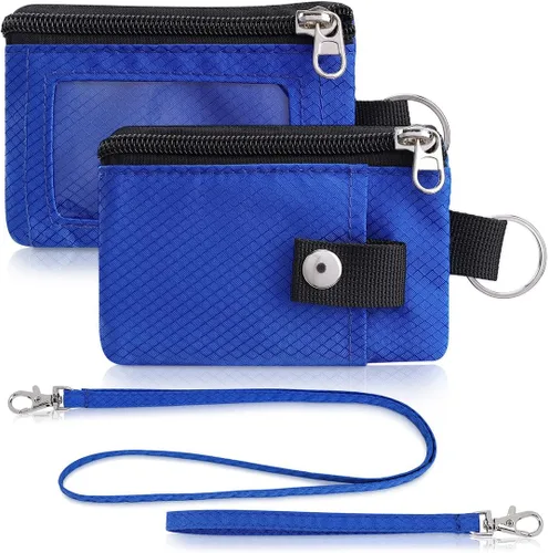Miniatura 37 de Artpaxy Cartera minimalista para hombres y mujeres, llavero con bloqueo RFID, con cremallera, pequeña cartera con ventana de identificación, 2
