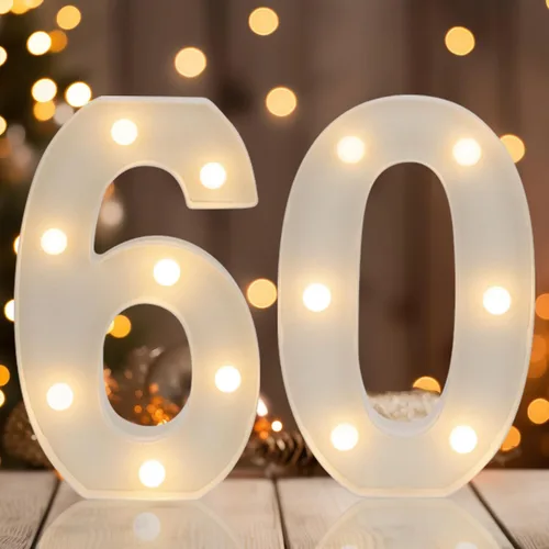 Miniatura 17 de Números Decorativos con Luces LED, Decoraciones de Cumpleaños número 13, Luces de Números LED Blanco Cálido, Letrero de Número de Marquesina