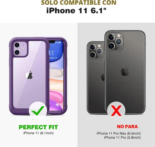 Miniatura 7 de DIACLARA - Funda transparente compatible con iPhone XR 6.1 pulgadas 2018 Púrpura