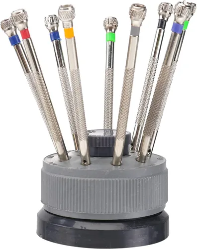 Beaupretty Juego de pulseras Mini destornilladores, 9 piezas de destornillador plano de precisión, destornilladores de diferentes tamaños, kit de