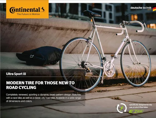 Miniatura 3 de Continental Ultra Sport III - Road Bike Tire Versatile Road Tire with Modern Tread Design - E25 Ebike Rated - PureGrip Negro