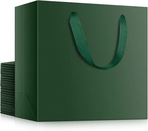 Miniatura 35 de EUSOAR Bolsas de papel de regalo de tamaño pequeño, paquete de 25 bolsas de papel negro resistentes de 8.6 x 3.9 x 7 pulgadas con asas a granel