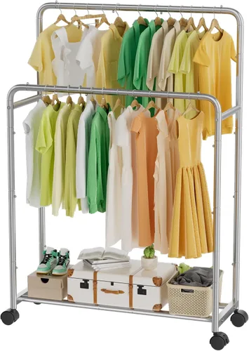 Miniatura 9 de Simple Trending Perchero de ropa con ruedas dobles para colgar ropa, color negro