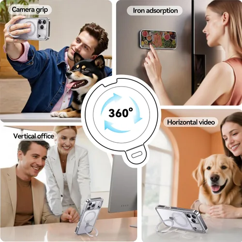 Miniatura 9 de CASEKOO Funda plateada brillante para iPhone 17 Pro con soporte magnético giratorio de 360 grados [compatible con MagSafe]
