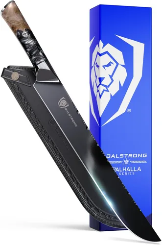 Dalstrong Cuchillo para cortar - 12" - Serie Valhalla Ravenstone Negro con revestimiento de titanio - Acero Premium 9CR18MOV HC - Mango de Resina y