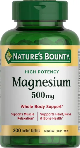 Nature's Bounty Tabletas de magnesio de 500 mg, suplemento de magnesio de alta potencia para la salud ósea y muscular, apoyo para todo el cuerpo,