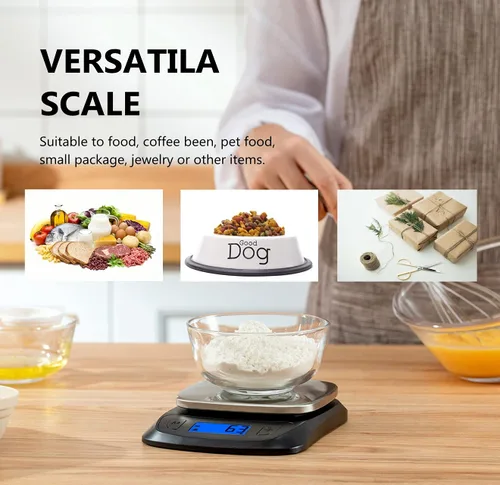 Miniatura 9 de NUTRI FIT Báscula de cocina ultra delgada, báscula digital de peso de alimentos para hornear cocinar en gramos y onzas, pantalla LCD retroiluminada