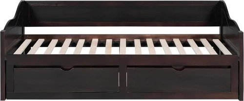 Miniatura 7 de JIVOIT Sofá cama extensible con cama nido y dos cajones de almacenamiento, marco de sofá cama de madera con soportes de listones de madera, diseño