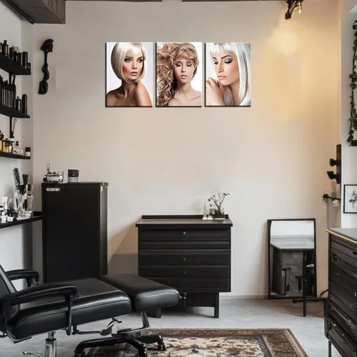Miniatura 3 de Decoración de pared de salón de peluquería de corte de pelo de moda enmarcada 36Wx16H Women Hairstyle Wall Decor, Fashion Haircut Picture