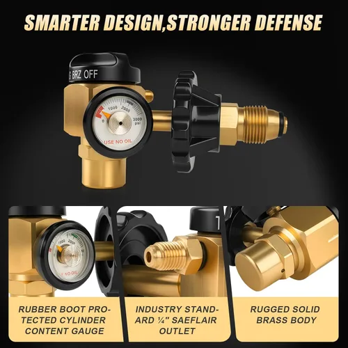 Miniatura 6 de Siasky Regulador de nitrógeno VN-500 - 4 modos de trabajo (TST/PRG/BRZ/OFF) - Ajuste de presión de 0-500PSI para purga de nitrógeno de precisión