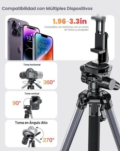 Miniatura 5 de CAMBOFOTO Trípode para cámara de 30", Trípode profesional de aluminio resistente para cámara sin espejo/DSLR/Teléfono celular/Videocámara