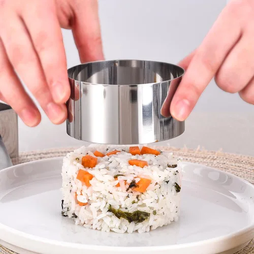 Miniatura 4 de DATANYA Moldes redondos para anillos de pastel, molde de anillos de comida de acero inoxidable de 3 pulgadas con empujadores de 3 pulgadas