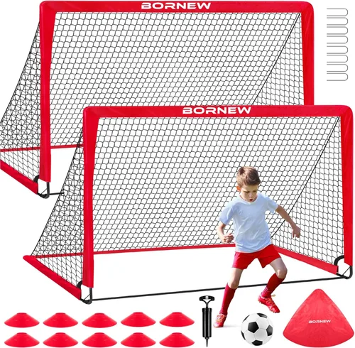 Miniatura 8 de Kids Soccer Goal for Backyard Set - 2 Set of 6X4 / 4X3 ft Toddler Soccer Nets Training Equipment, Soccer Ball, Pop Up Portable Soccer Set for Kids
