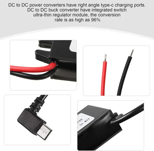 Miniatura 2 de Weewooday Paquete de 2 convertidores de 12 V a 5 V CC, regulador de voltaje de módulo Buck de ángulo recto de 3A 15 W, adaptador de corriente