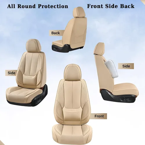Miniatura 5 de Coverado Juego completo de fundas de asiento de automóvil, protector de asiento de automóvil, impermeable, cojín de asiento de automóvil de piel