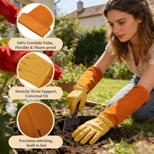 Miniatura 3 de Guantes de jardinería Acdyion para mujeres/hombres, guantes de poda de rosas, a prueba de espinas y cortes, guante largo de protección de antebrazo