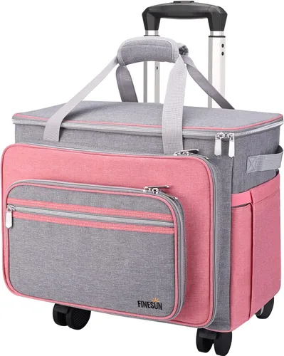 Miniatura 9 de FINESUN Funda para máquina de coser con ruedas, plegable, bolsa de transporte de lujo para máquina de coser para Brother, Singer, Janome y la Púrpura