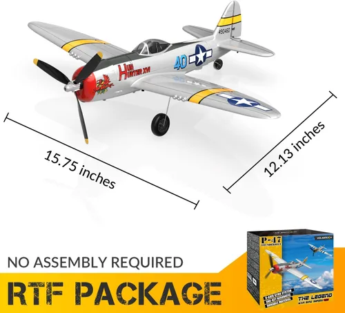 Miniatura 9 de VOLANTEXRC Avión RC para principiantes, 4 canales WWII Warbird P-47 Thunderbolt con Aileron, avión RC de 2.4 GHz con auto enderezamiento Xpilot