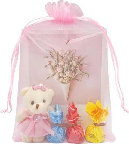 Miniatura 11 de Jexila 50 bolsas de regalo de organza negra transparente de 8 x 12 pulgadas, bolsas de malla grandes con cordón para joyería para bodas, fiestas