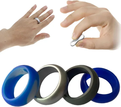Miniatura 2 de Anillo de boda de silicona para hombres y mujeres, 10 piezas de 0.315 in de ancho de calidad médica de alta calidad, anillo de boda de goma