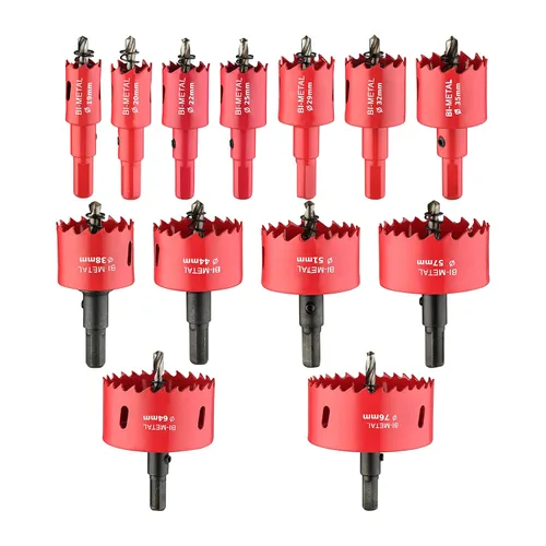Kit de sierra de agujero bimetálica de 13 piezas con brocas, juego de sierra de agujero de carburo para metal fino y madera, diámetro de corte de