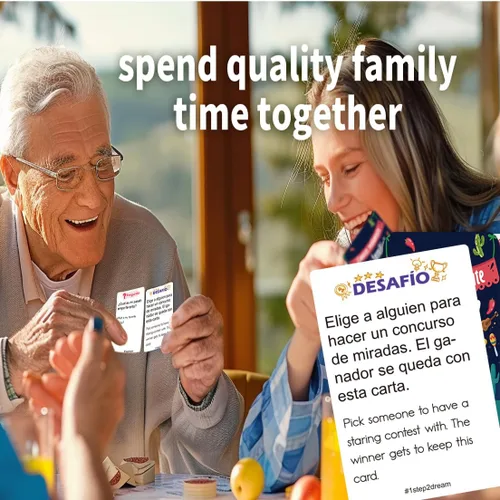 Miniatura 4 de 1step2dream Juegos de cartas familiares españoles Divertido juego de mesa para la familia Iniciador de conversación bilingüe para fiesta