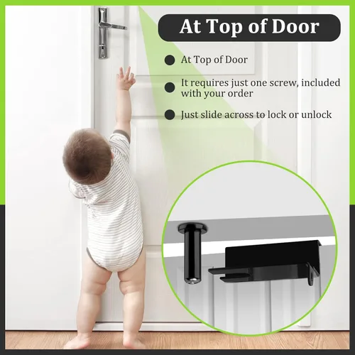 Miniatura 3 de Cerradura superior para puerta de seguridad infantil, cerraduras de puerta superior para niños hechas de metal duradero, cerraduras ajustables