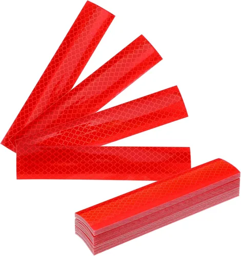 Paquete de 50 tiras reflectantes de grado diamante de alta calidad, color rojo, 1.2 x 6 pulgadas, impermeables, adhesivos para buzones, automóviles,