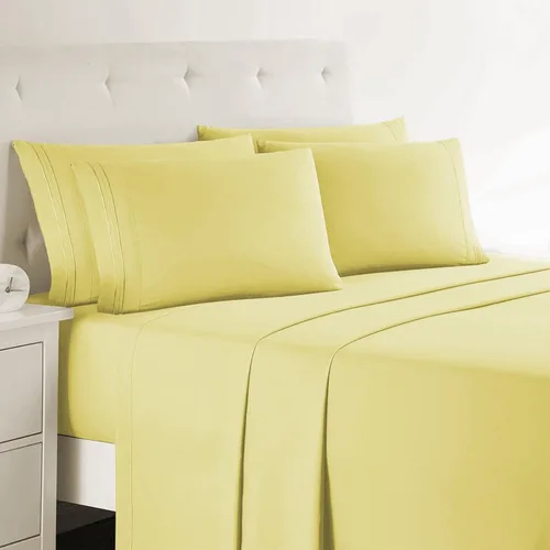 Miniatura 18 de Clara Clark - Juego de sábanas King con Flex Top, 6 piezas - Sábanas de lujo para cama King con cabeza dividida, juego de cama súper suave, King
