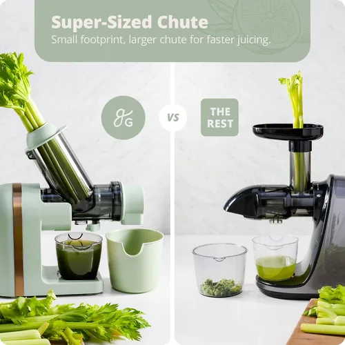 Miniatura 4 de Greater Goods Exprimidor de prensa fría, potente extractor de jugo por masticación lenta con motor silencioso para frutas y verduras, alto Verde