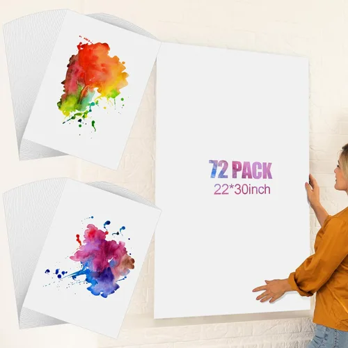 Sabary 36 hojas de 22 x 30 pulgadas, papel de acuarela grande de 140 libras/300 GSM, papel de pintura de prensa en frío blanco para principiantes,