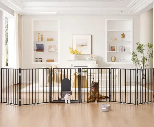 Miniatura 15 de No Pawblems - Puerta independiente para perros, valla plegable de 30 pulgadas de alto para interiores, extensión de puerta extra ancha para Blanco