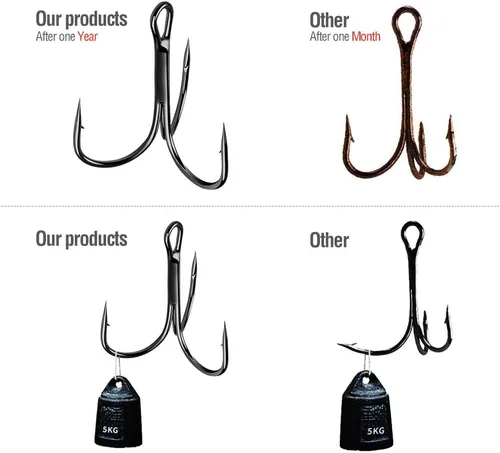 Miniatura 5 de DONQL Anzuelos de pesca Gancho de agudos de acero de alto carbono Ganchos agudos Super Sharp Solid Triple Barbed Fish Hook