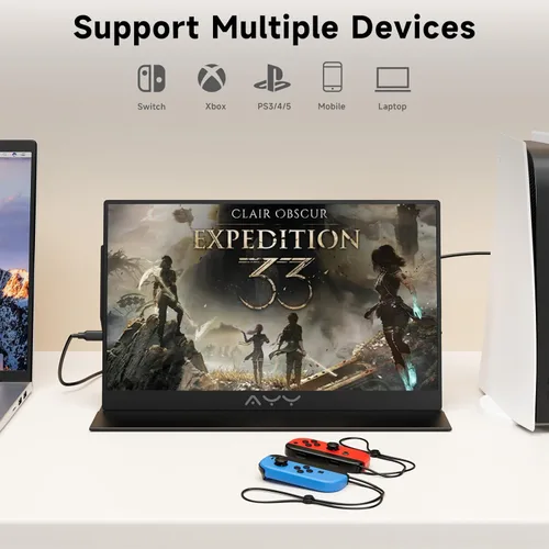 Miniatura 3 de memzuoix Monitor portátil de 15 pulgadas FHD 1080P 100% sRGB HDR IPS USB-C y HDMI para juegos/Mac/PS5 Pantalla de viaje de 1.4 libras con Negro
