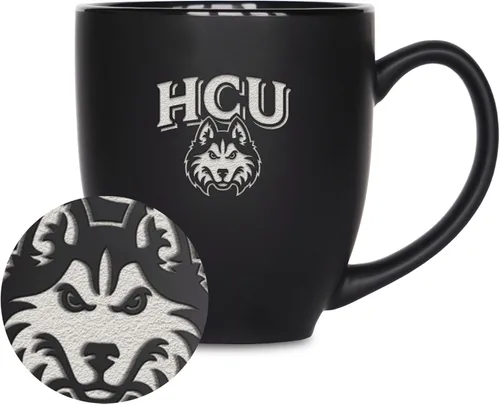 Miniatura 107 de Rico Industries - Taza de cerámica mate negra con grabado láser estándar de 15oz para NCAA (escuelas T & U) - Para bebidas calientes o frías